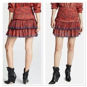Isabel Marant Etoile Naomi Mini Tiered Ruffle Embroidered Skirt Size 40 /8 $395